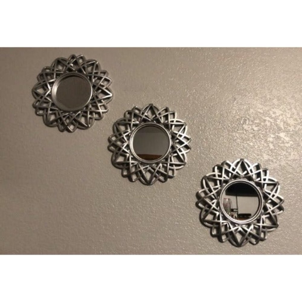 Silver Mirrors for Wall Decor | Set of 3 Room & Home Decors | Small